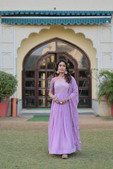 Lavender Color Elegance Premium Designer Readymade Gown with Dupatta