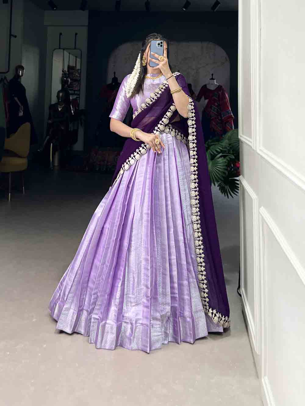 Lavender color paithani lehenga choli
