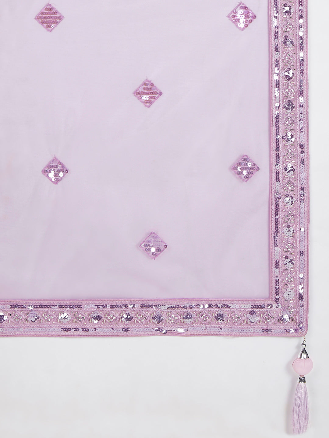 Lavender Net Lehenga Choli & Dupatta with Cutdana, Sequins & Zarkan Embroidery