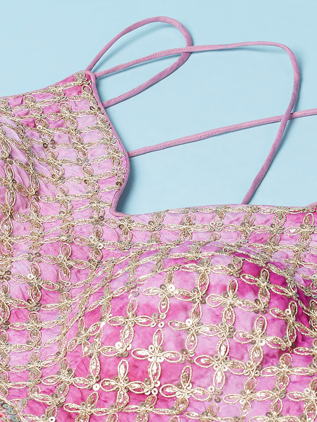 Lavender Organza Floral Printed Semi-Stitched Lehenga choli & Dupatta