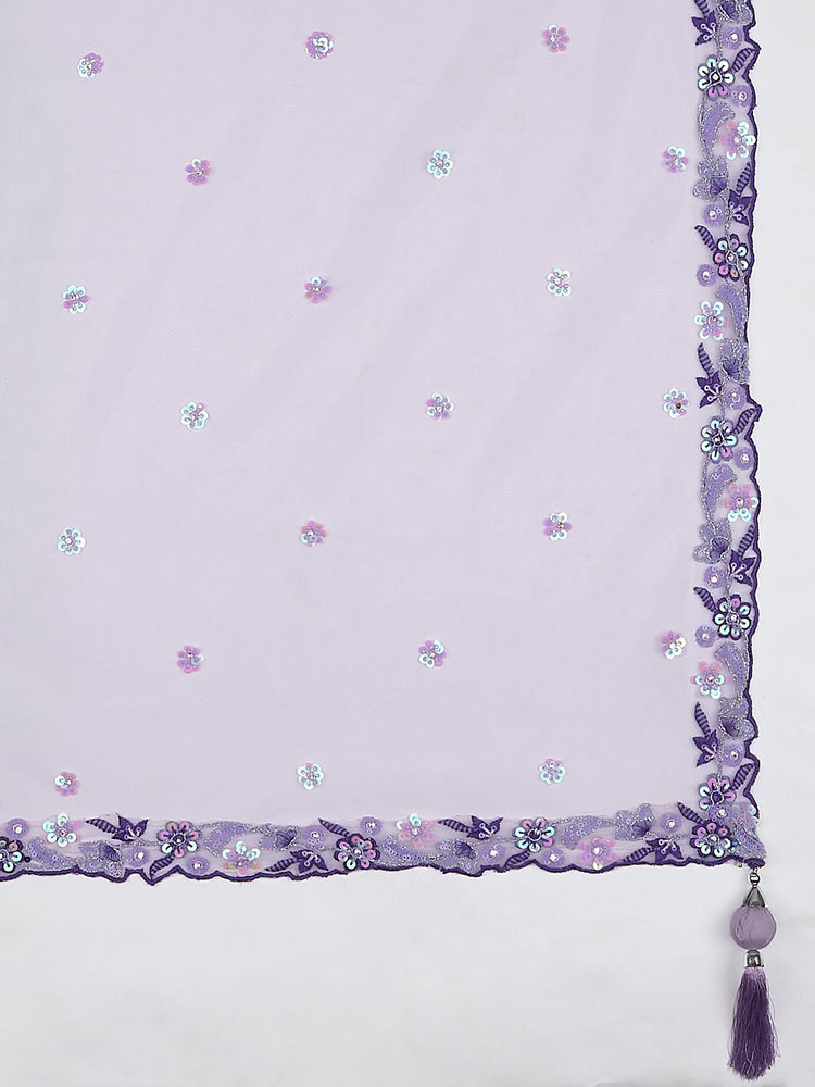 Lavender Organza Sequins embroidery Lehenga choli & Dupatta