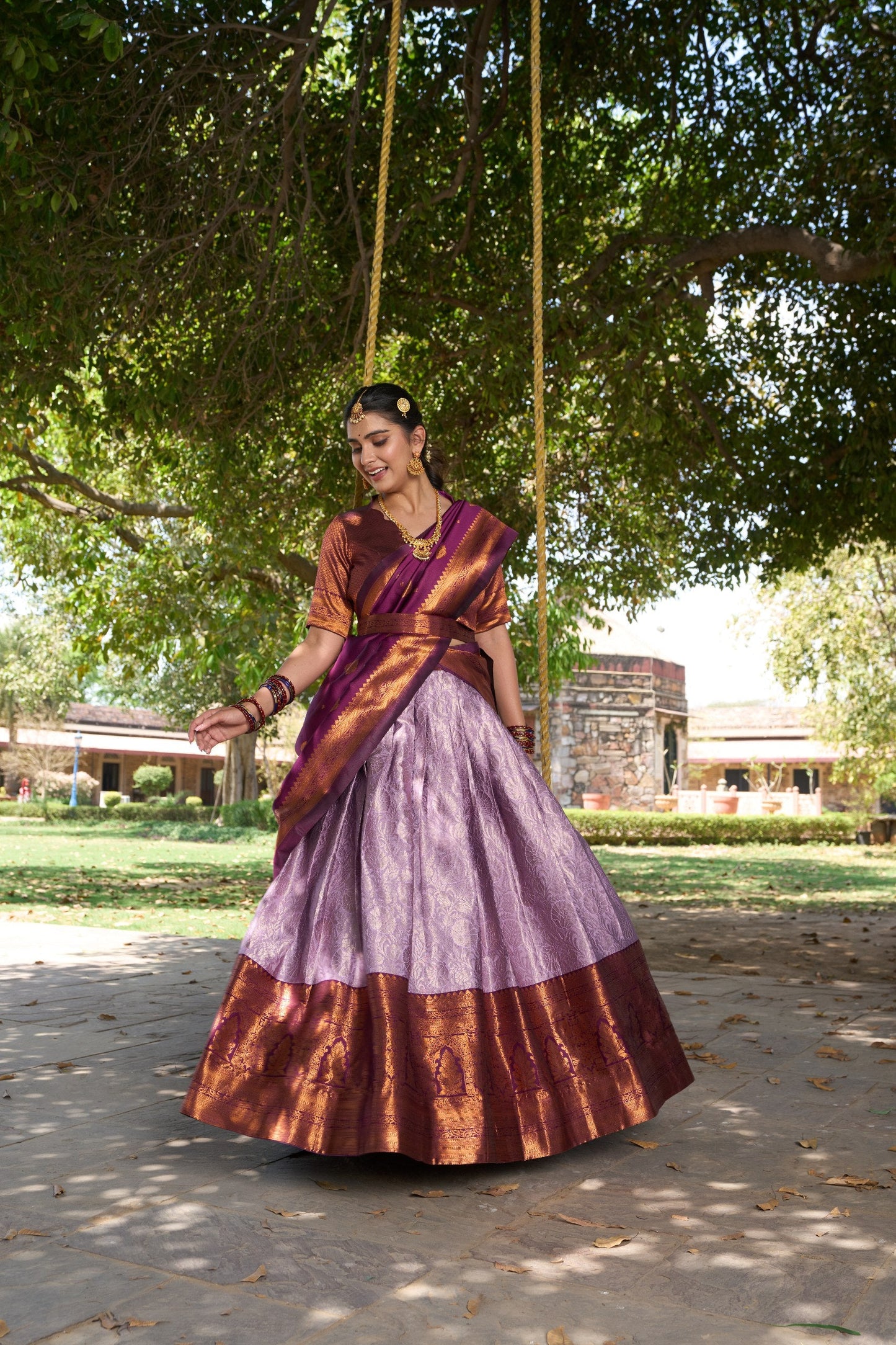 Lavender Royal Jacquard Silk Pattu Lehenga Choli Collection with Zari Work