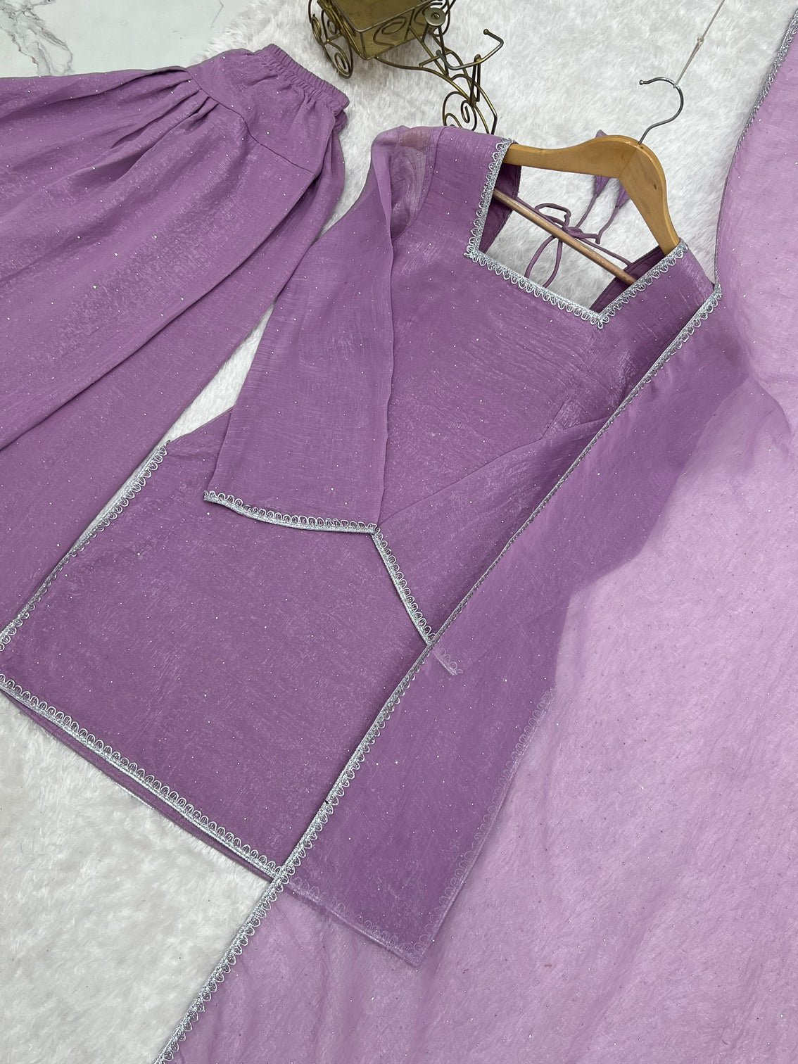 Lavender Silk Kurta Salwar Set