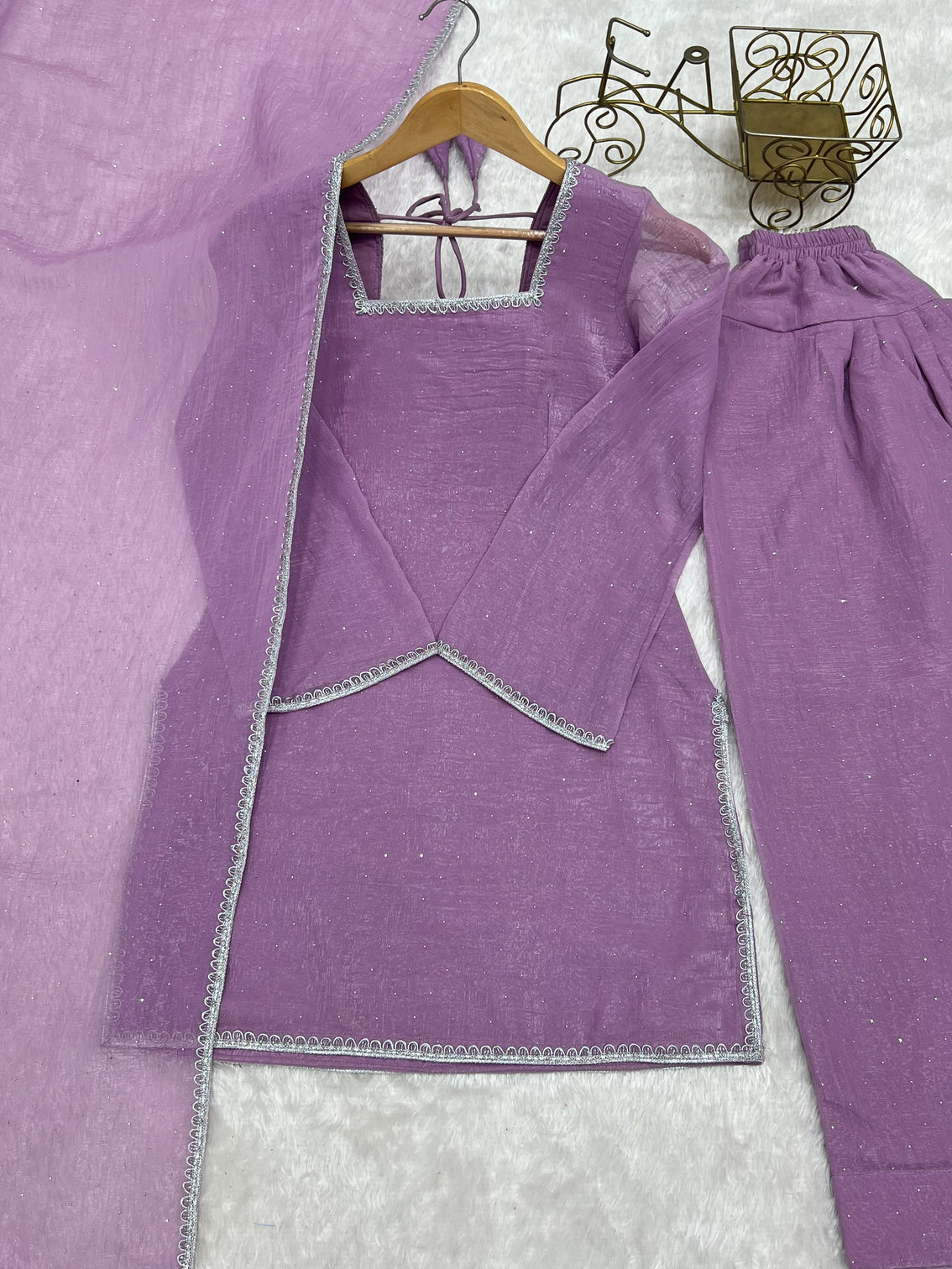 Lavender Silk Kurta Salwar Set