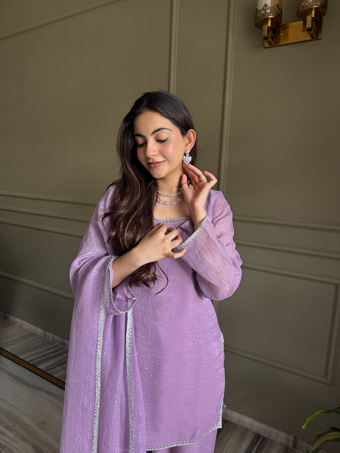 Lavender Silk Kurta Salwar Set