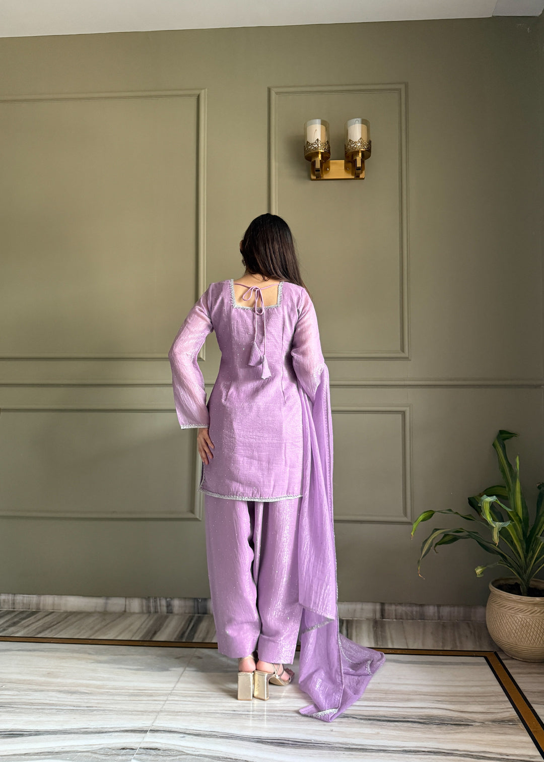 Lavender Silk Kurta Salwar Set