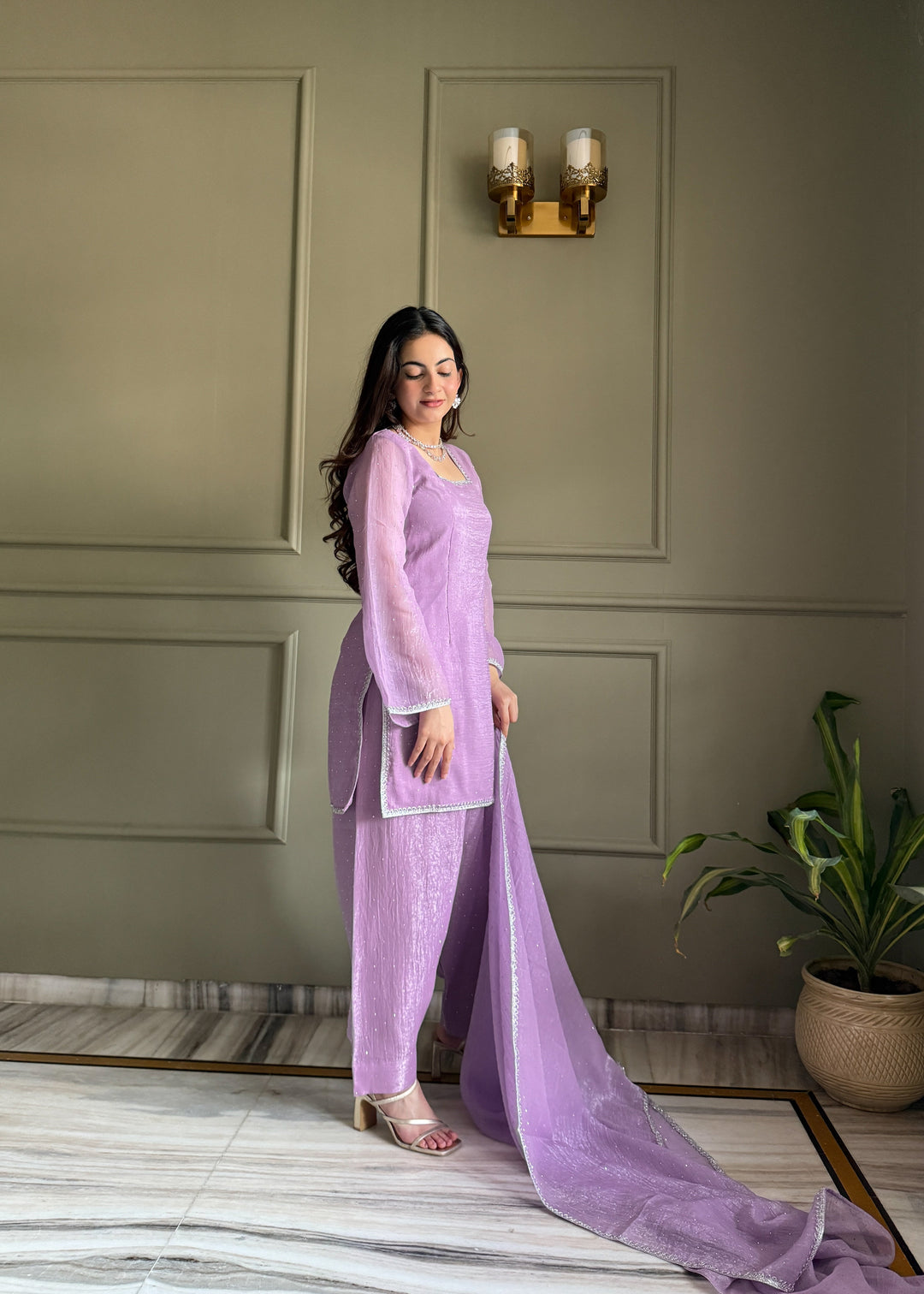 Lavender Silk Kurta Salwar Set