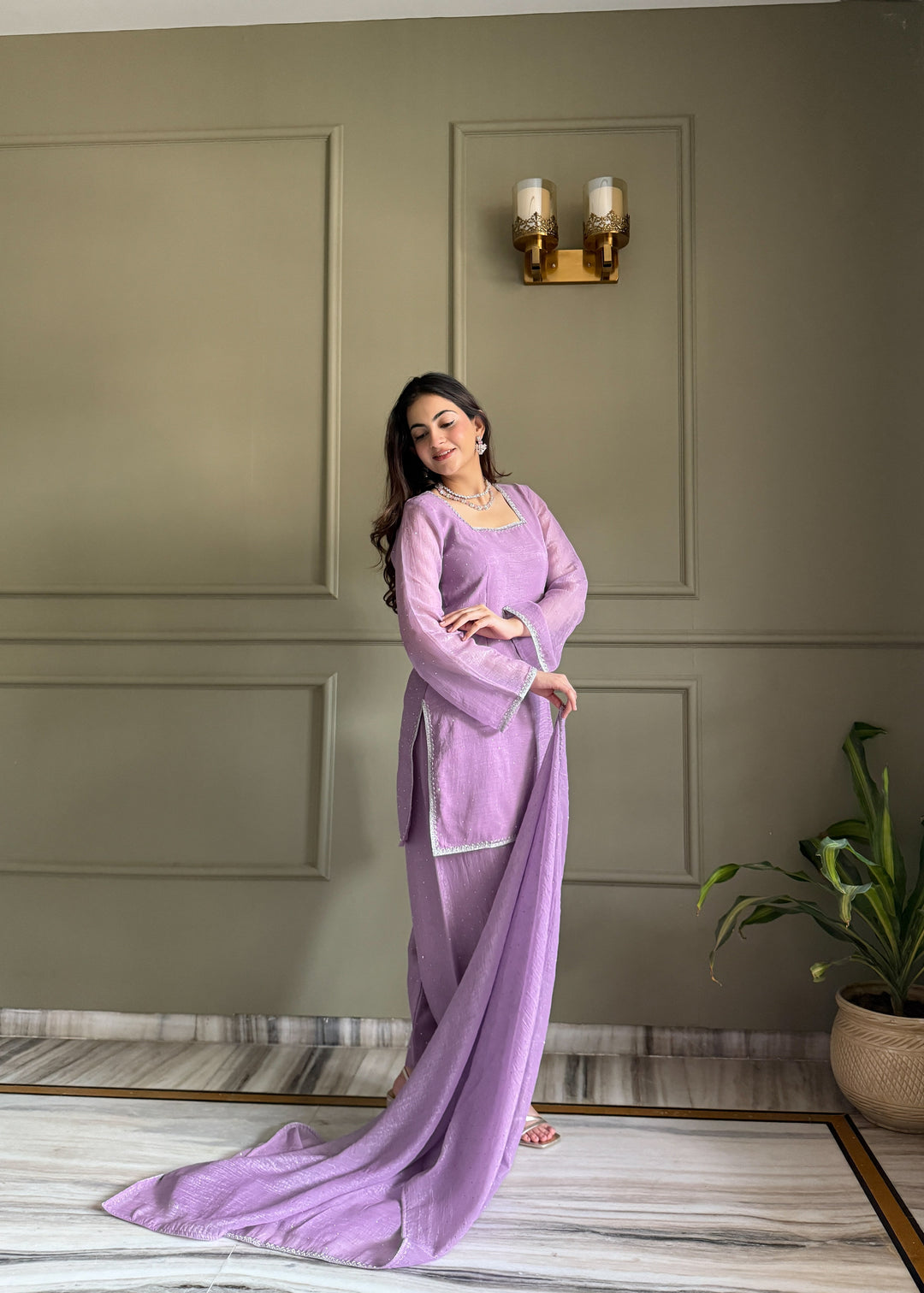 Lavender Silk Kurta Salwar Set
