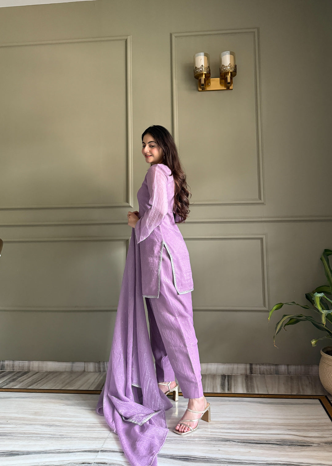 Lavender Silk Kurta Salwar Set