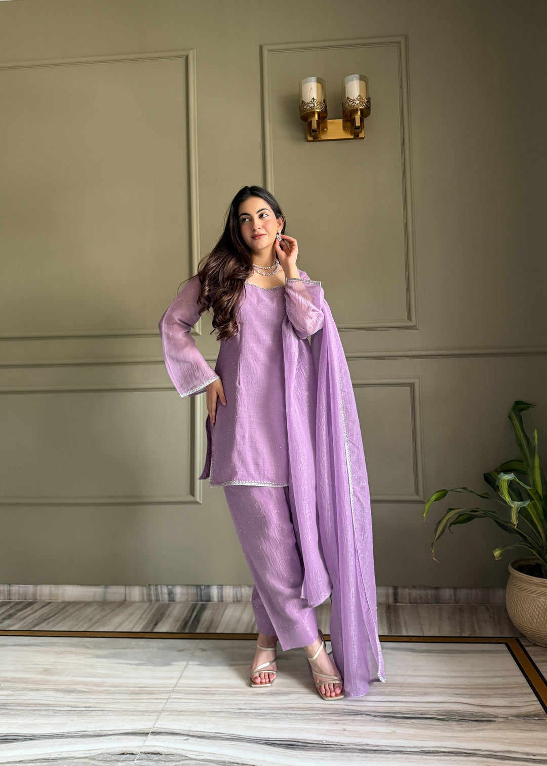 Lavender Silk Kurta Salwar Set