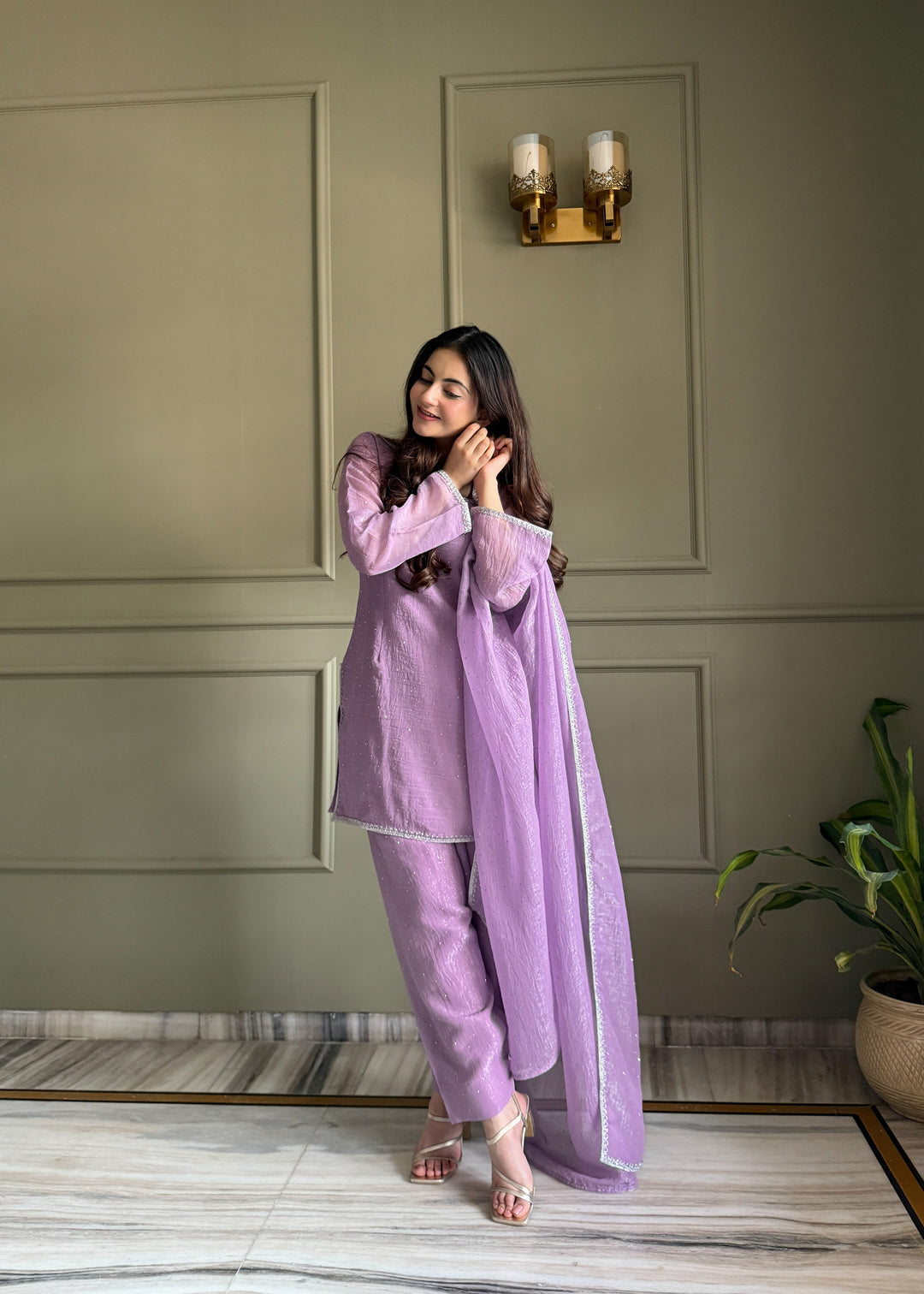Lavender Silk Kurta Salwar Set