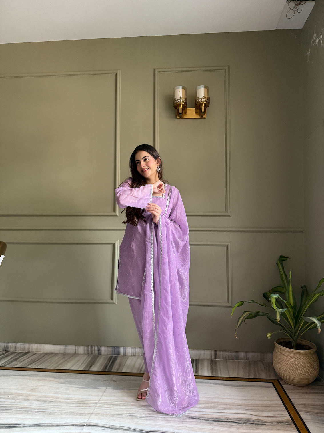 Lavender Silk Kurta Salwar Set
