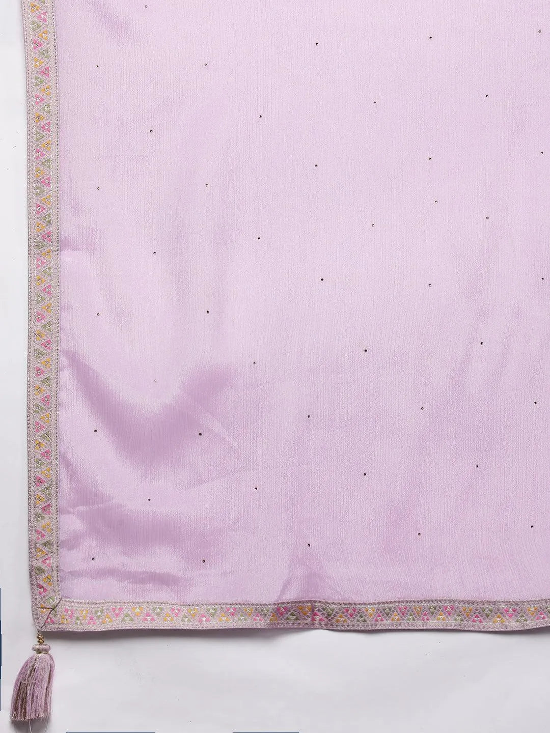 Mameraa Lavender Woven Design Silk Blend Straight Kurta With Trousers & Dupatta