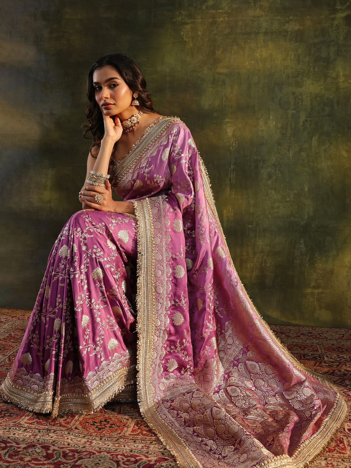 Mameraa Art Purple Embellished Woven Design  Silk Saree With Unstitched Blouse Piece