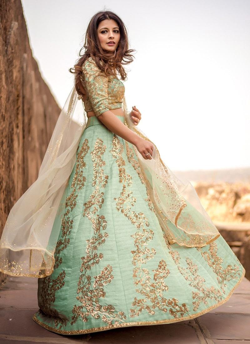 Light Green Color Silk Base Lehenga Choli With Sequins Work