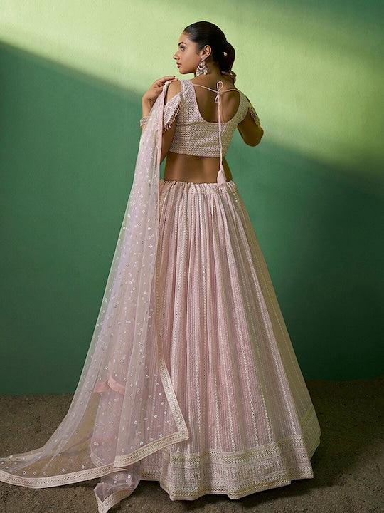 Light Pink Georgette Embroidered and Sequinned Lehenga choli