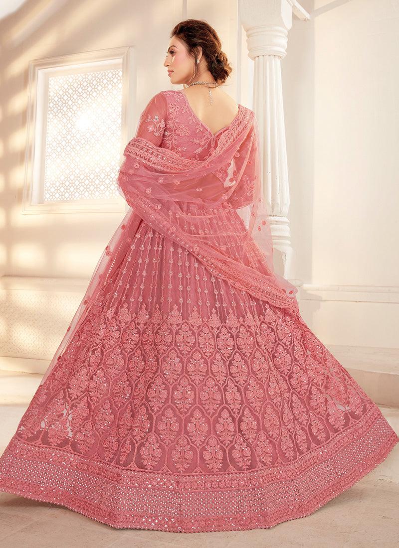 Light Pink Silk Satin Work Wedding Wear Lehenga Choli