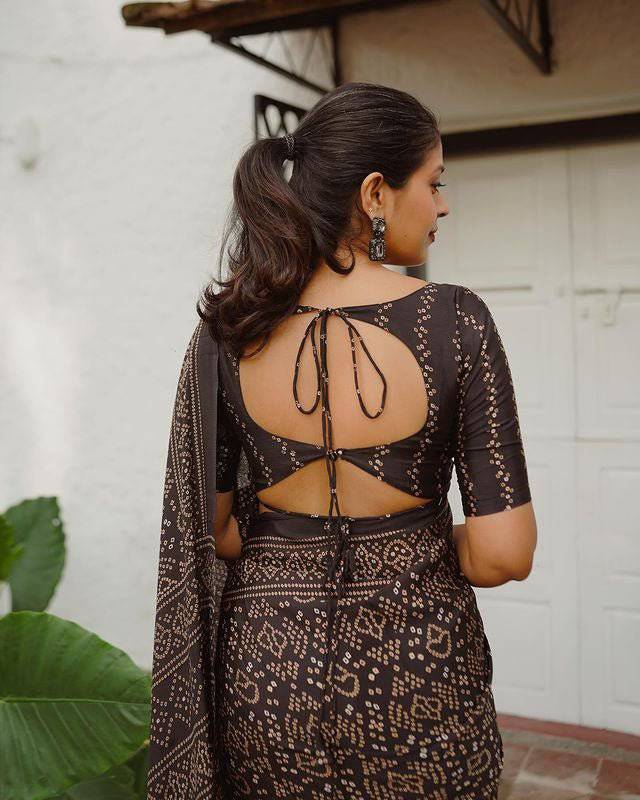 Black pure cotton linen saree weaved with zari comes with tassels