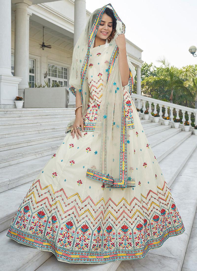 Long Top And Lehenga With Beige Color Dupatta