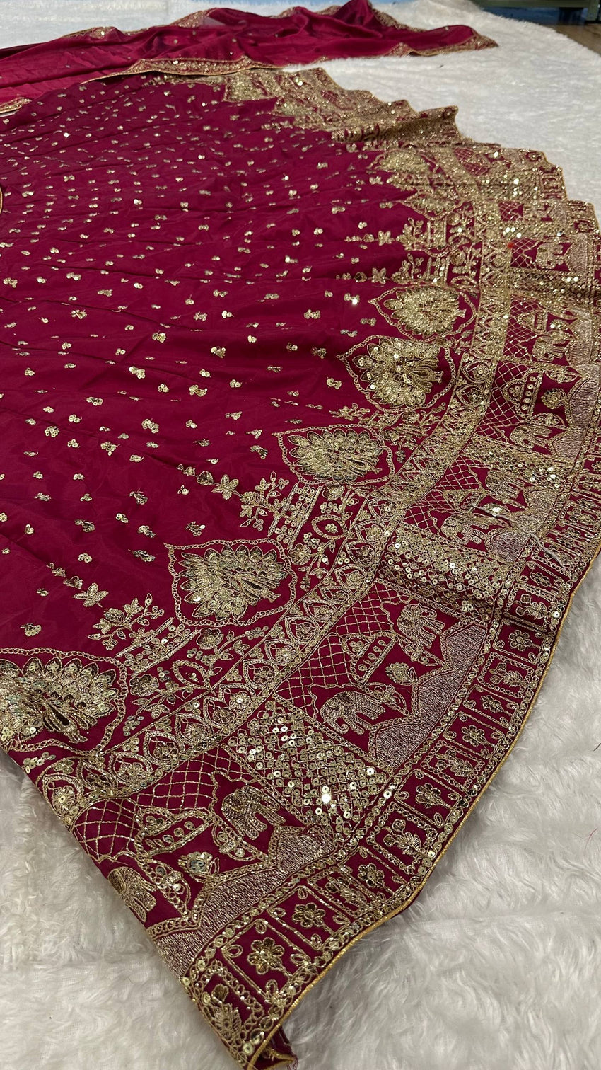 Magenta Malai Silk Lehenga Set