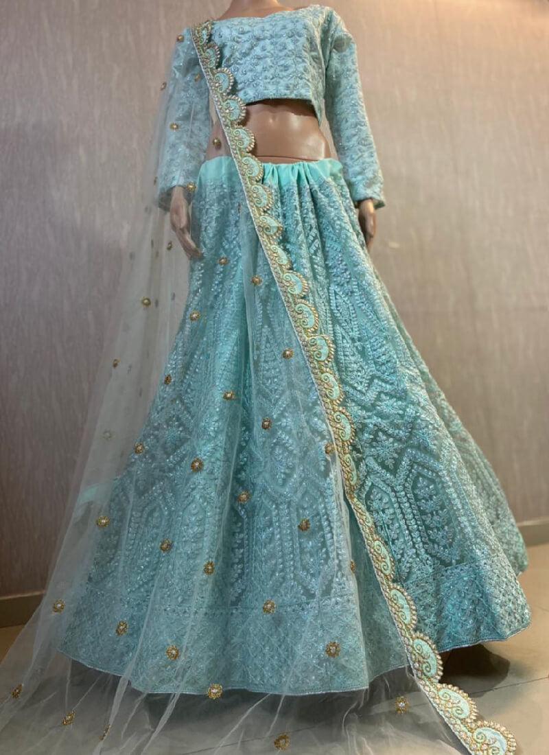 Magnificent Pastel Blue Color Soft Net Base Lehenga Choli