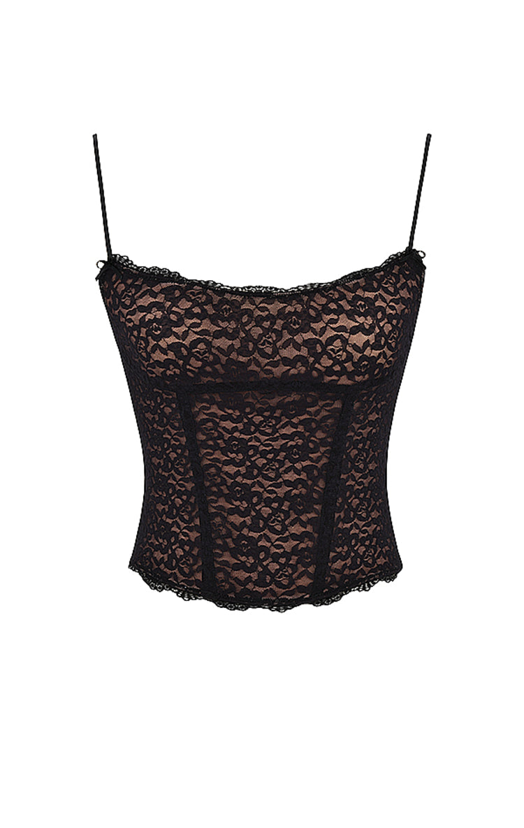 Susi Black Mesh Top for Women