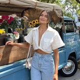 White Crop Shirt for Women