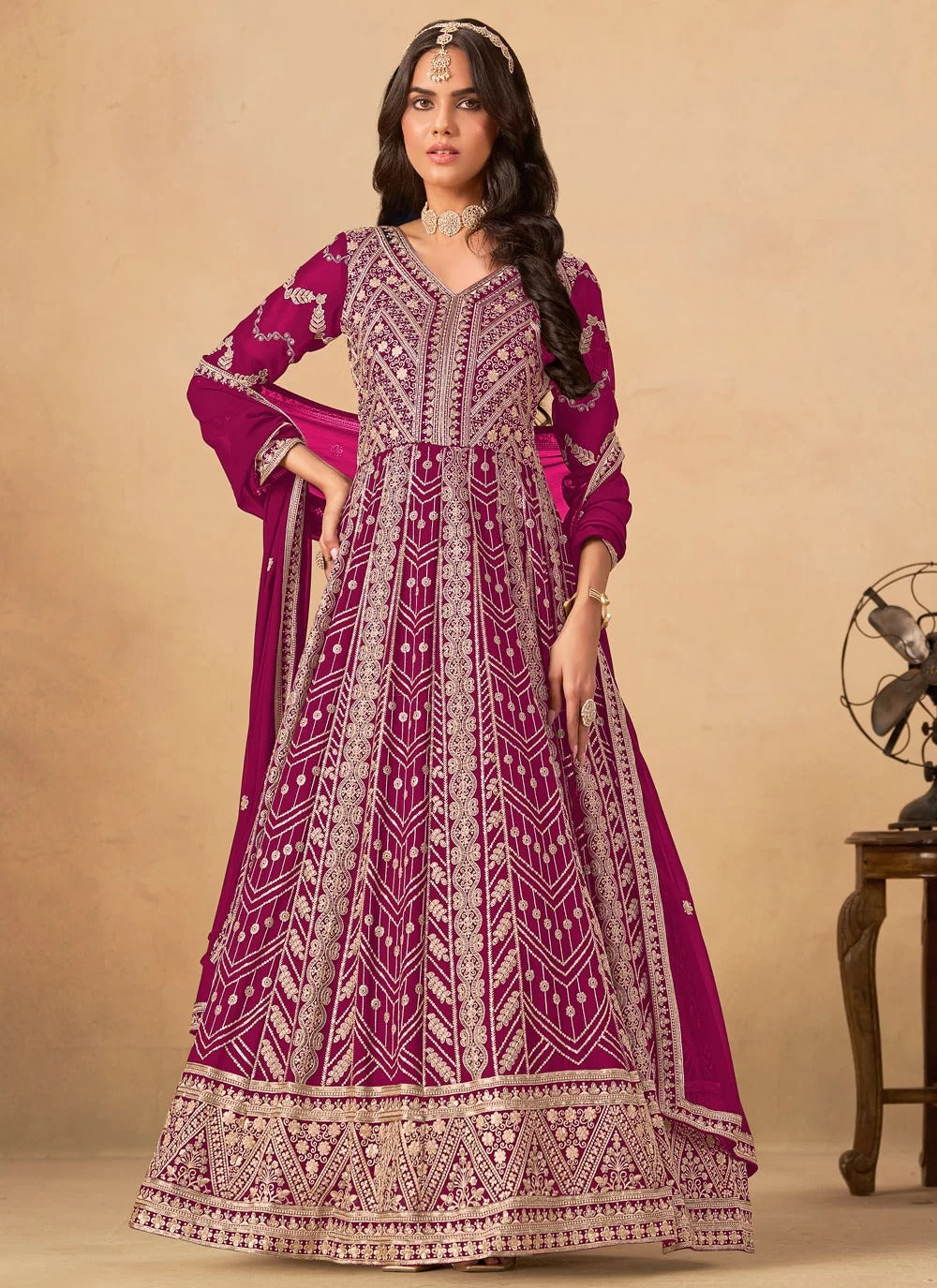 Majestic rani wedding wear anarkali suit in faux georgette