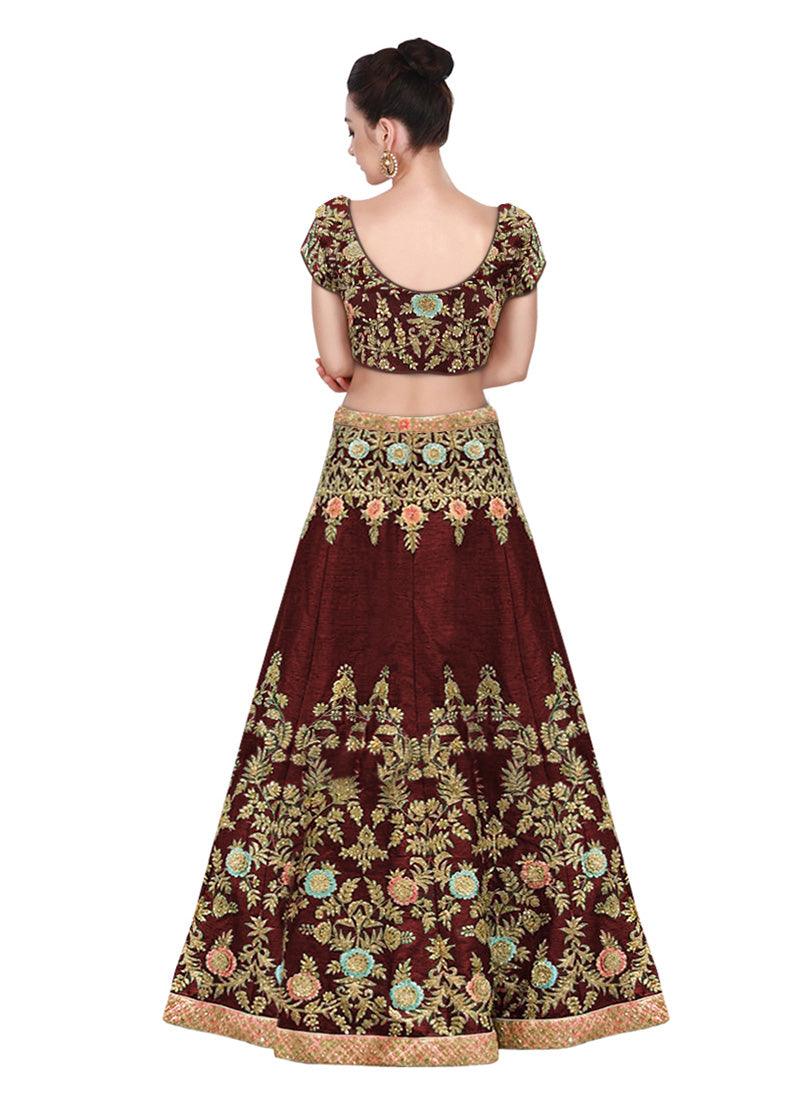 Maroon Color Art Silk Material Heavy Work Lehenga Choli