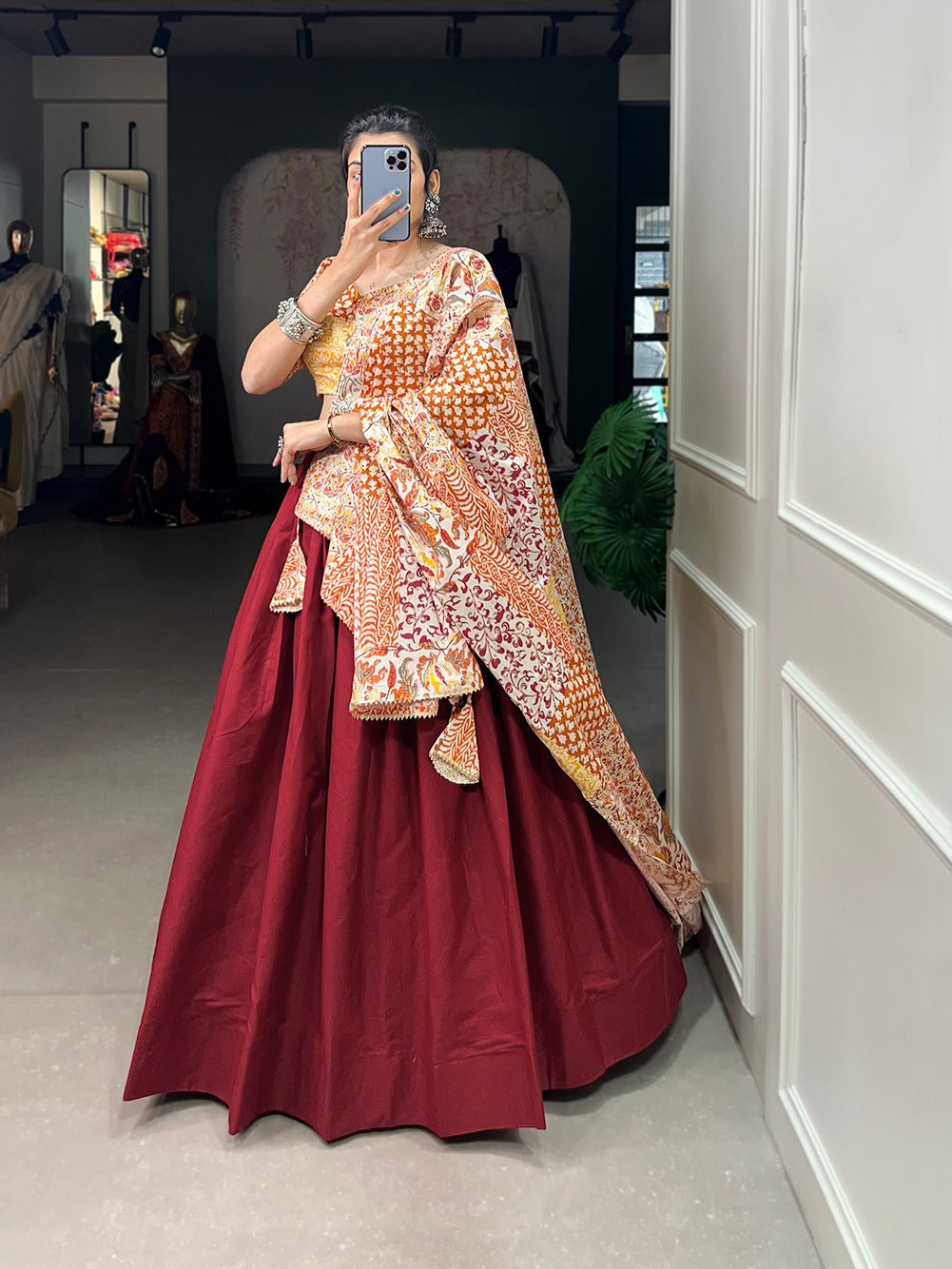 Maroon Color Pure Cotton Chaniya Choli Set