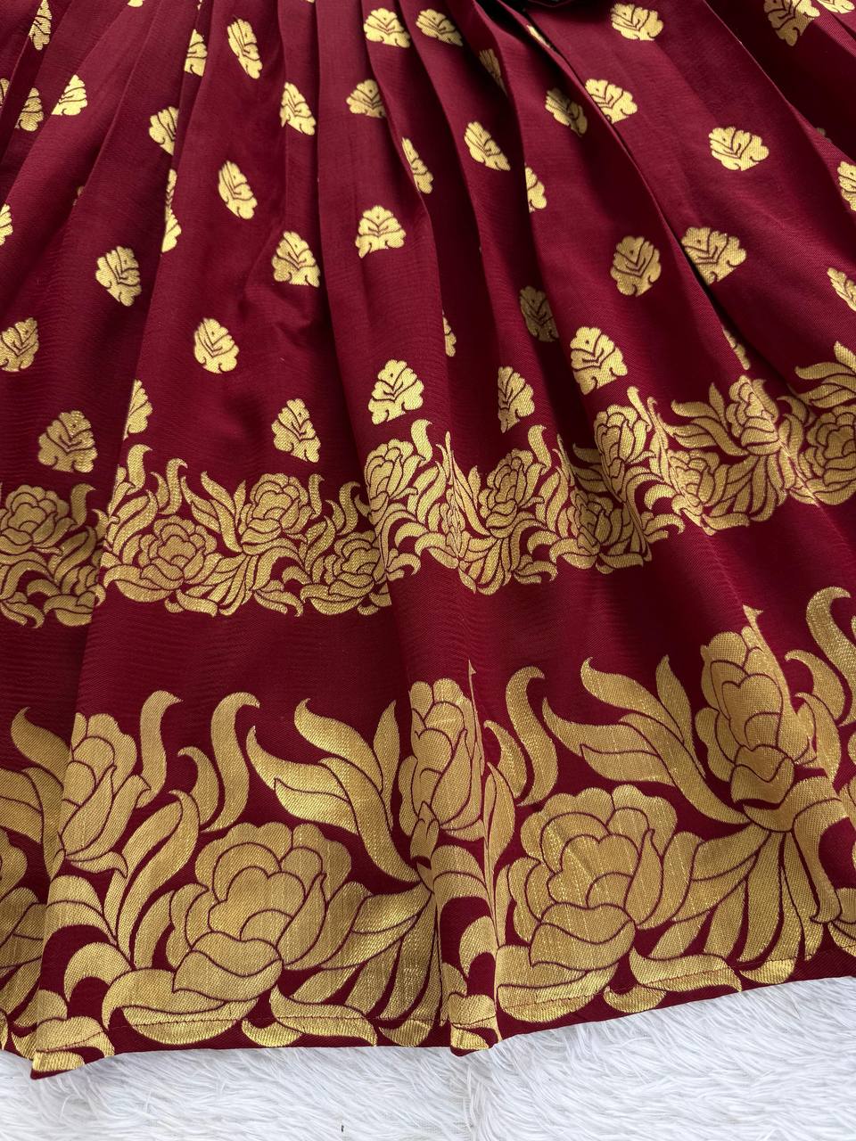 Maroon Elegant Jacquard Anarkali Set with Pant & Dupatta