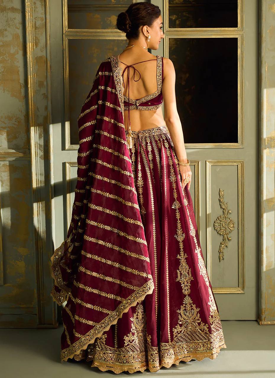 Maroon Kasturi Silk Lehenga Set