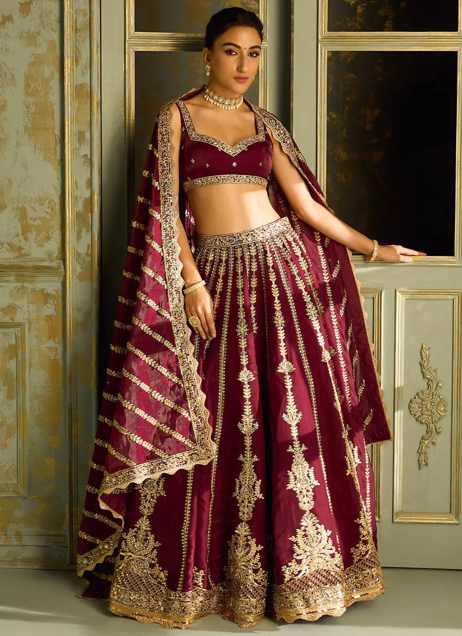 Maroon Kasturi Silk Lehenga Set