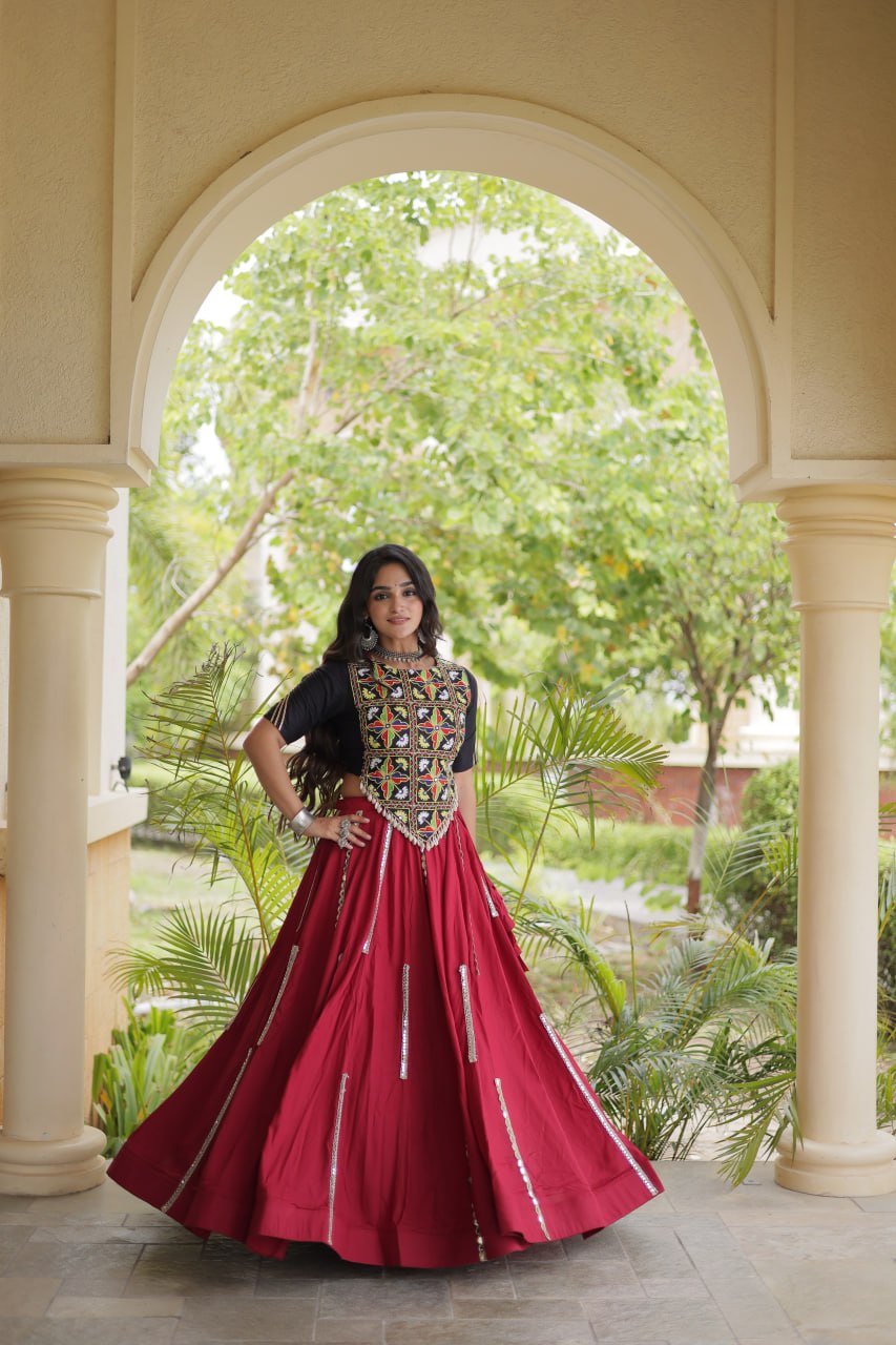 Maroon Rayon Lehenga Choli