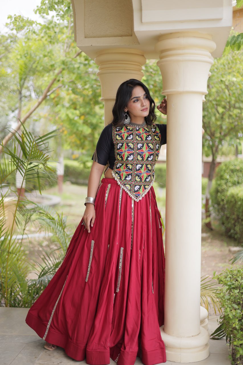 Maroon Rayon Lehenga Choli