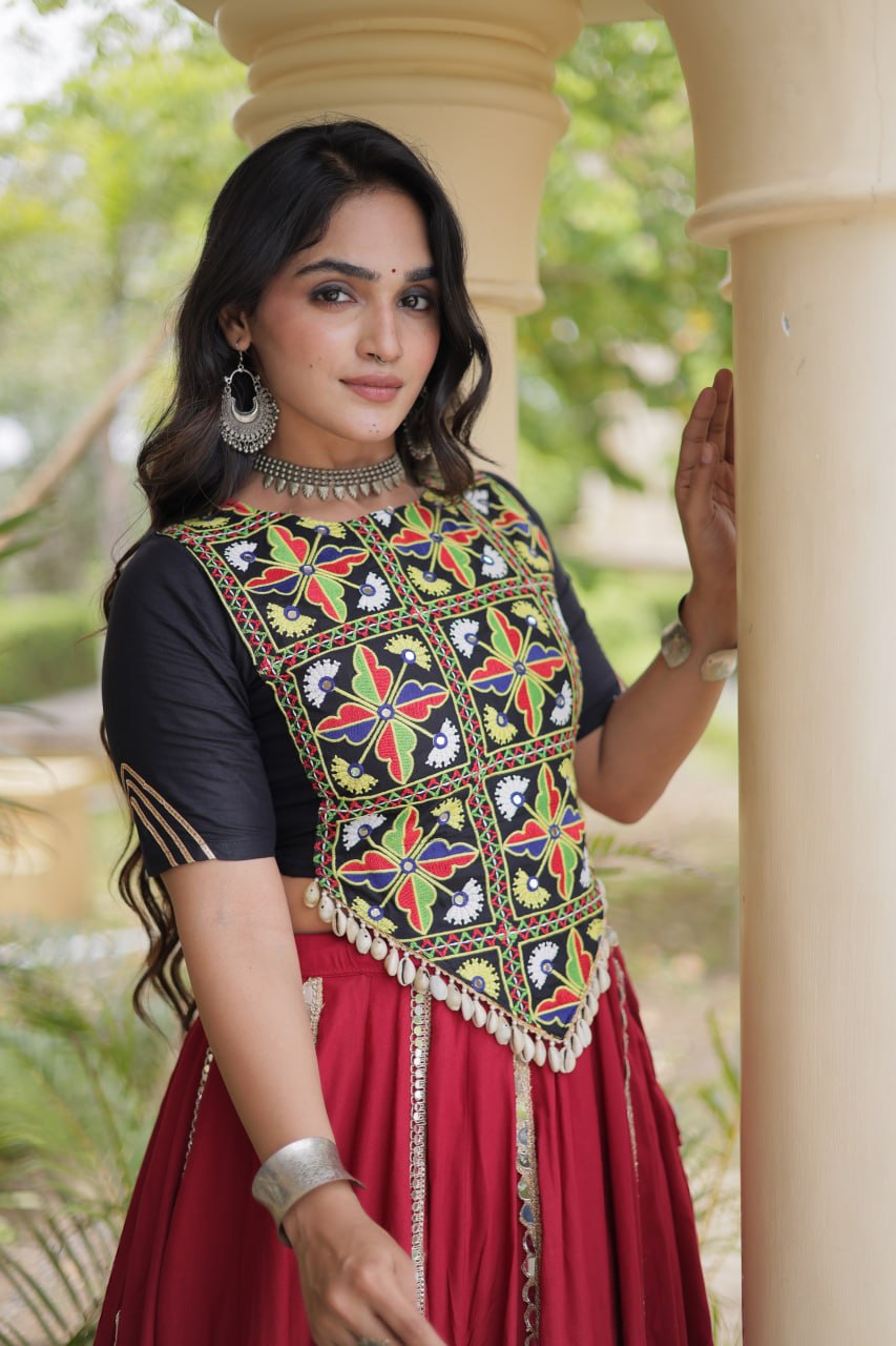 Maroon Rayon Lehenga Choli