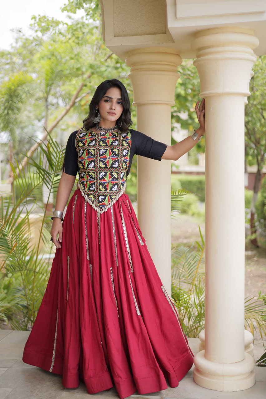 Maroon Rayon Lehenga Choli