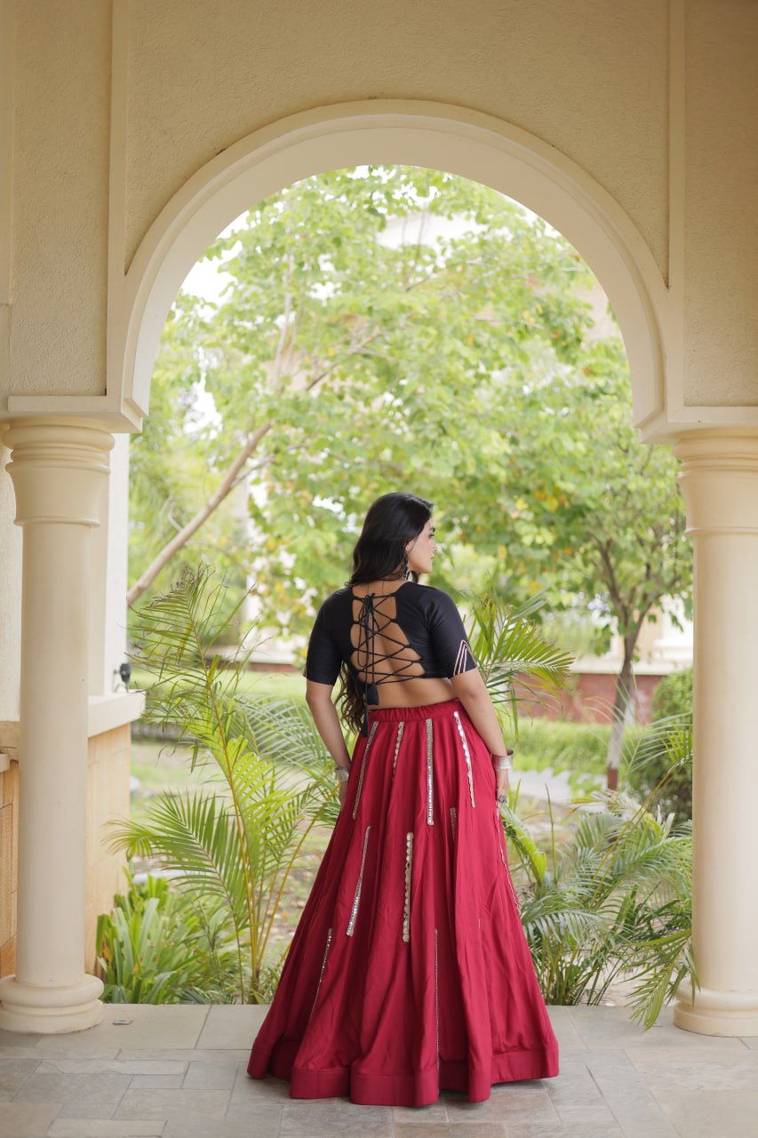Maroon Rayon Lehenga Choli