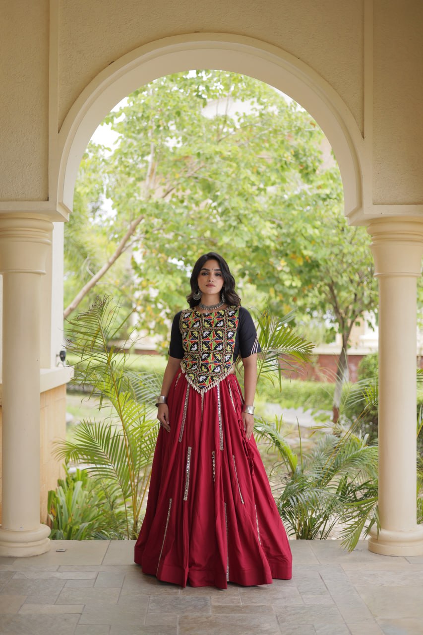 Maroon Rayon Lehenga Choli