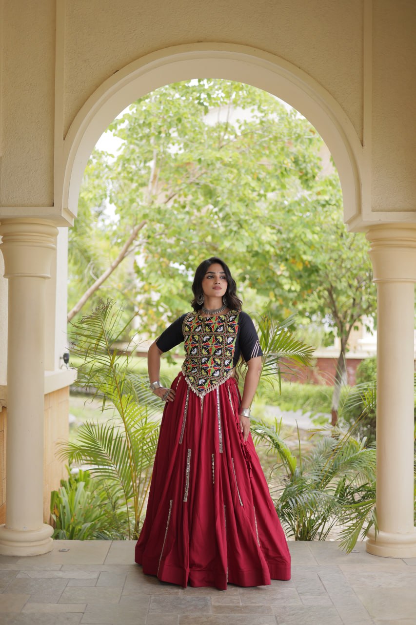 Maroon Rayon Lehenga Choli