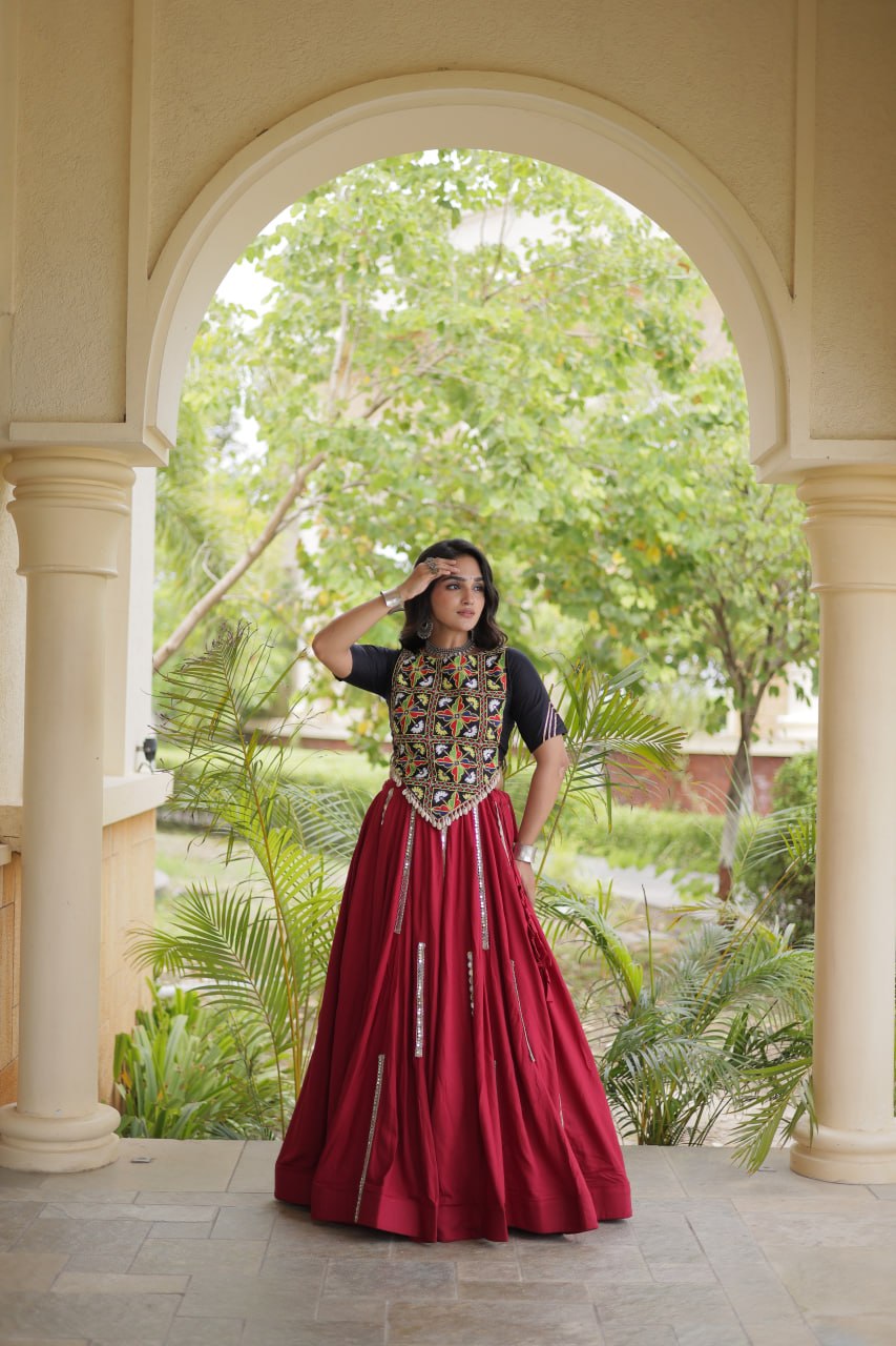 Maroon Rayon Lehenga Choli