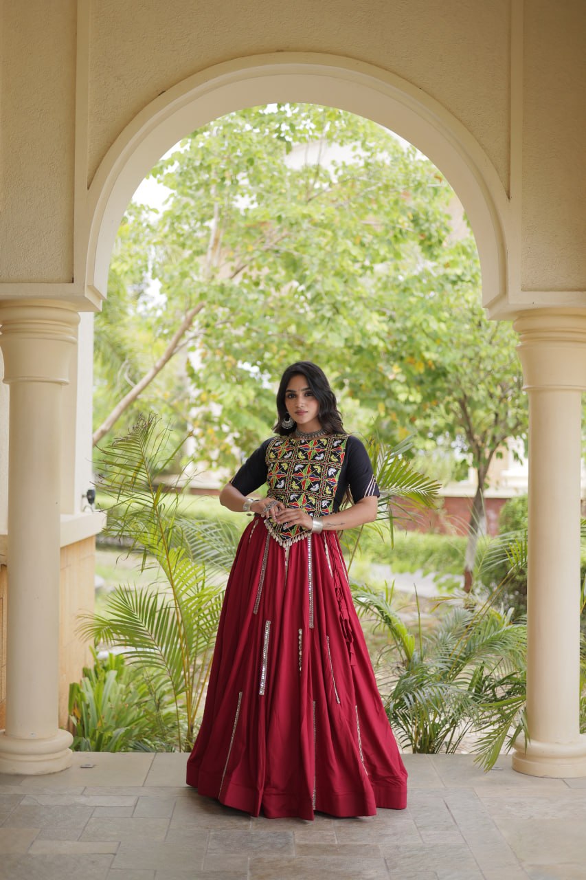 Maroon Rayon Lehenga Choli