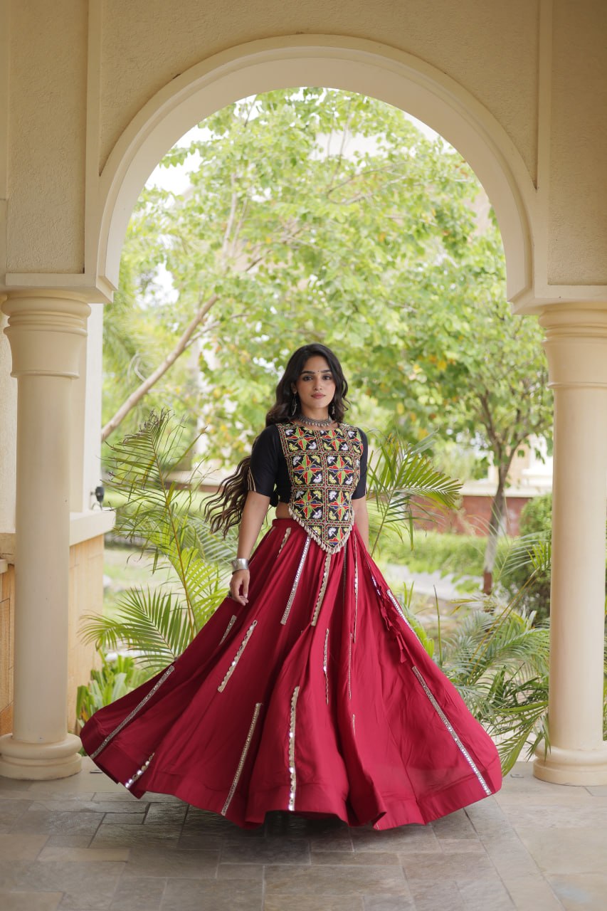 Maroon Rayon Lehenga Choli