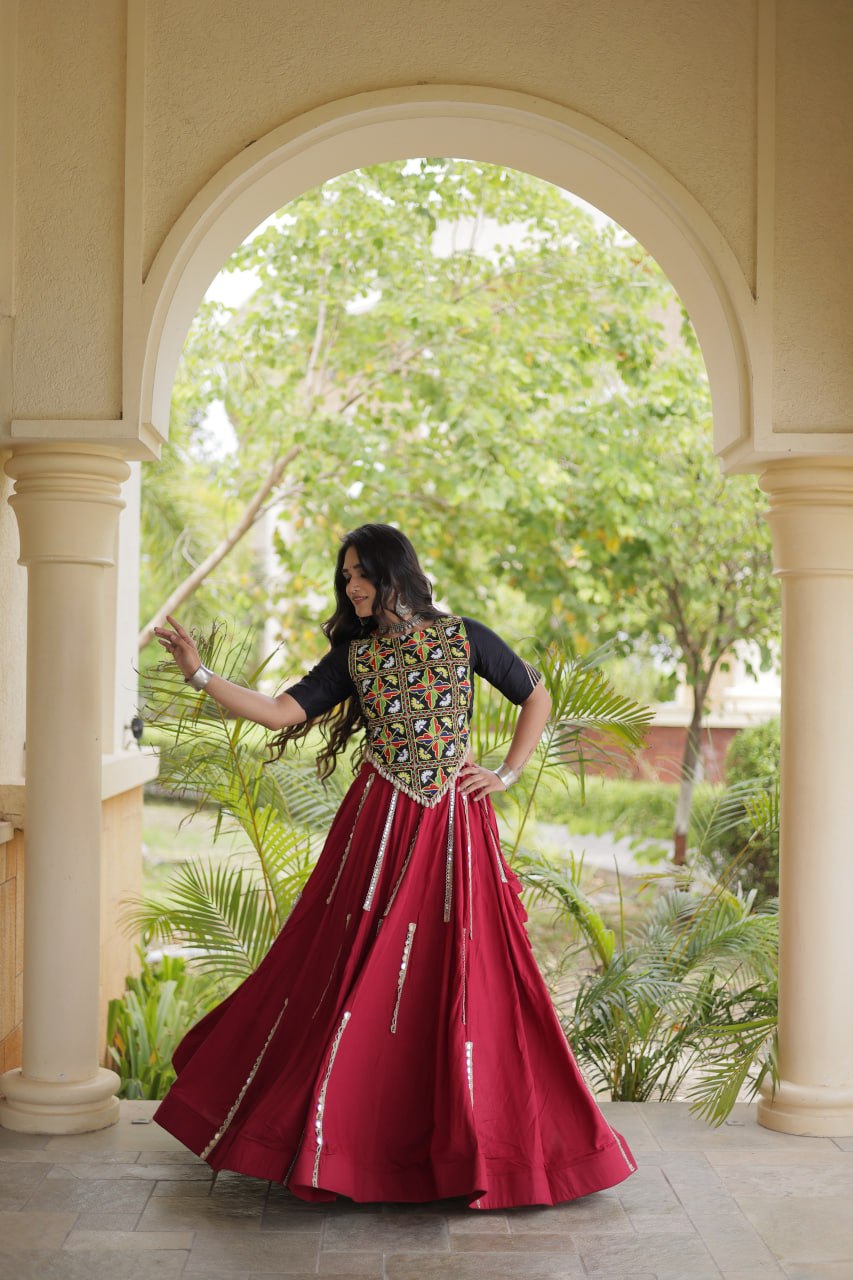 Maroon Rayon Lehenga Choli