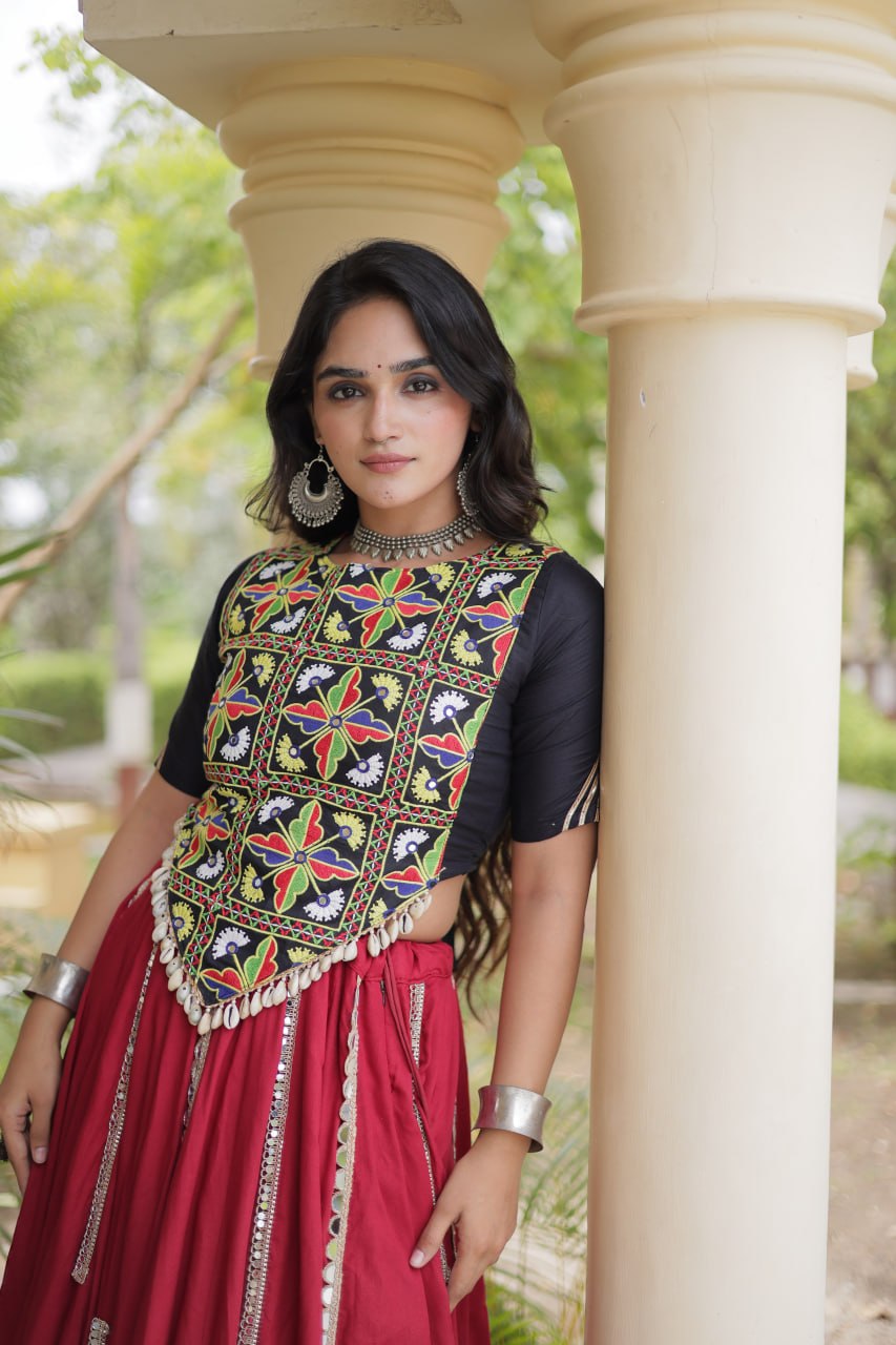 Maroon Rayon Lehenga Choli