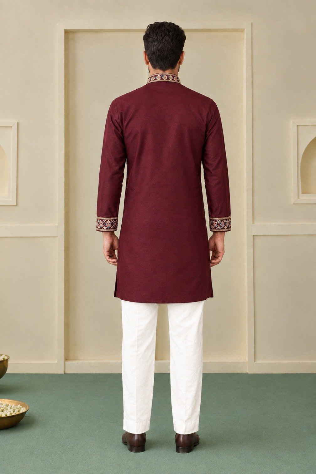 Maroon Silk Kurta Pant Set