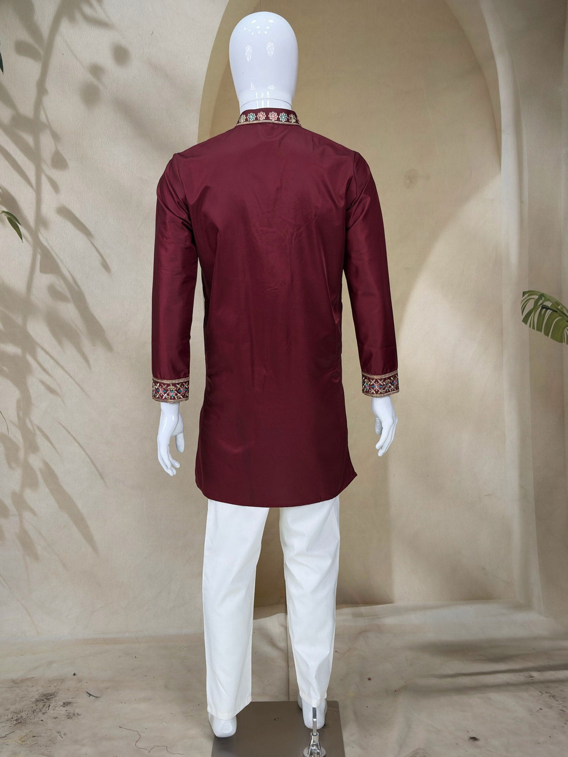 Maroon Silk Kurta Pant Set