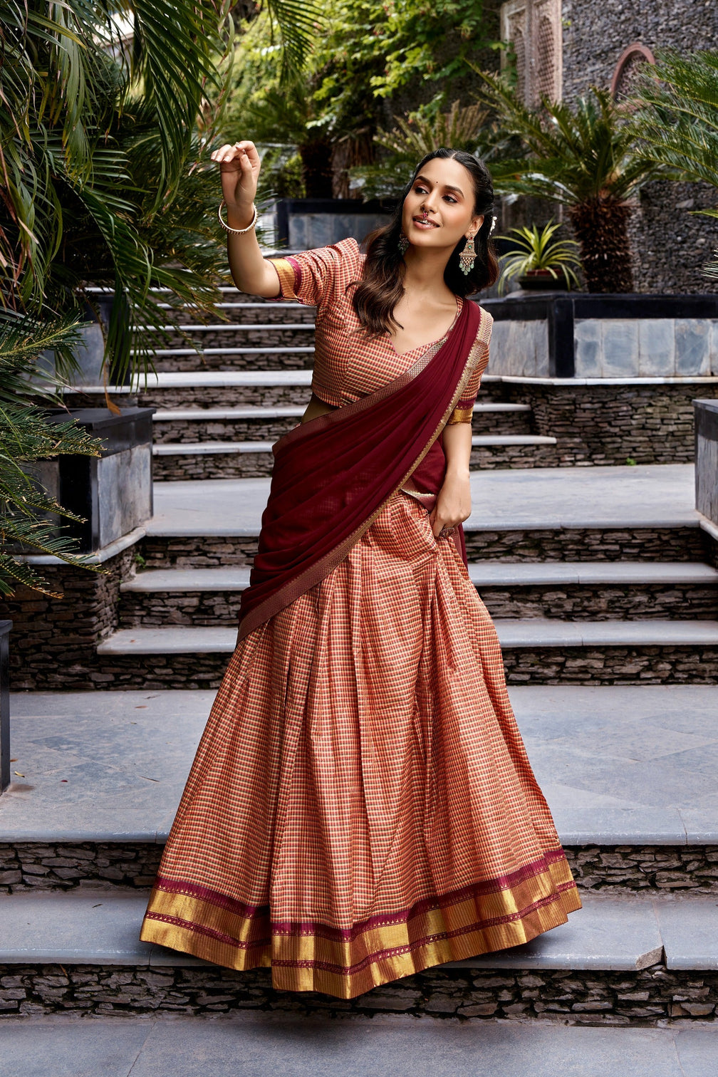 Maroon Traditional Kanchi Cotton Lehenga
