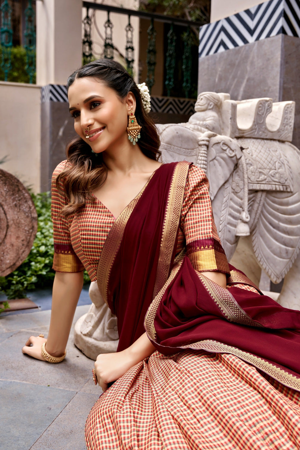 Maroon Traditional Kanchi Cotton Lehenga