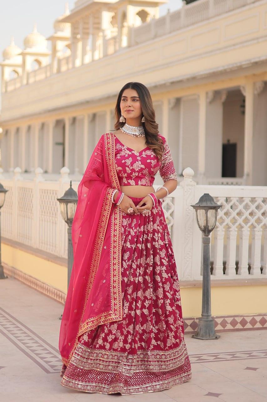 Marvelious Viscous Jacquard Sequins Embroidered Lehenga Choli Set